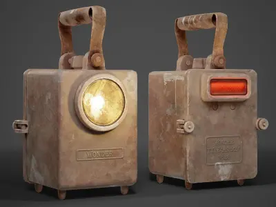 Old retro dirty damaged wonder lamp flashlight da1 Low-poly 3D model