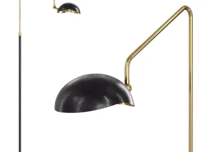 Restoration Hardware CONVESSI FLOOR LAMP Black and Brass 3D model