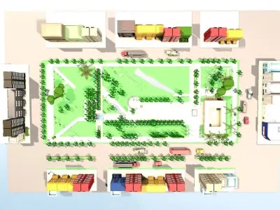 Low poly small city Low-poly 3D model
