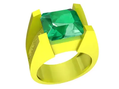 Bold Square Cut Gemstone Ring with Modern Architectural Des 4463 3D print model