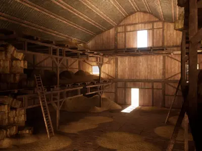 Modular Western Barn 30 Assets Low-poly 3D model