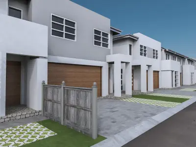 Neighborhood Houses 02 Low-poly 3D model