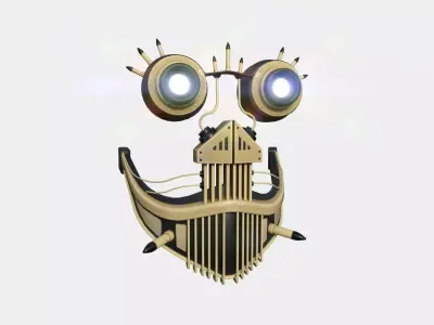 Steampunk Mask A08 Beige - SciFi Character Design Low-poly 3D model