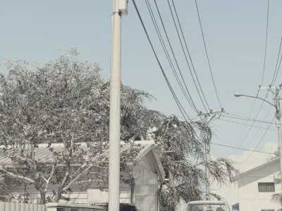 Street scene in the suburbs of Japan Low-poly 3D model