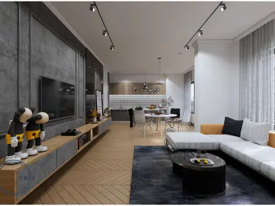 Apartment-Living and Dining Scene 3D model