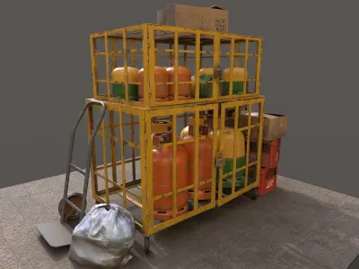 3D Gaz Propane Bottle Cage Low-poly 3D model