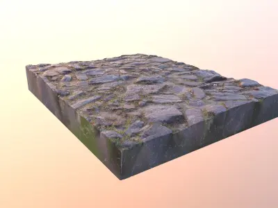 RockScan rock with grass Low-poly 3D model