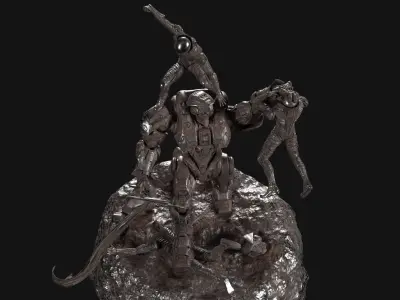  Dystopian War Monument Statue 