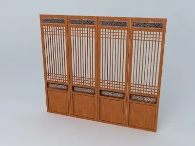 A piece of wooden door in Chinese style. Free 3D model