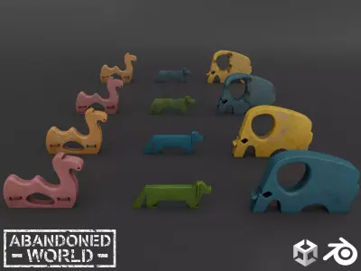 Animals Sculpture For Playground Low-poly 3D model