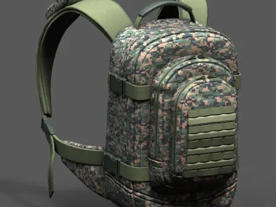 Backpack military combat bag baggage  Low-poly 3D model