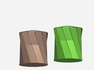 Modern metal open supermarket recycling bin Low-poly 3D model