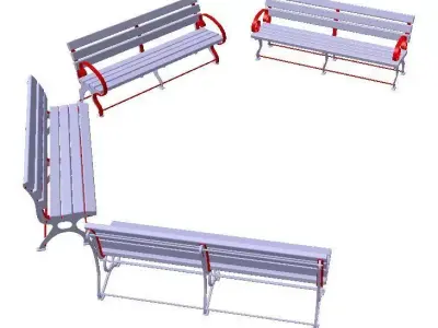 Four beautiful park benches 3D model