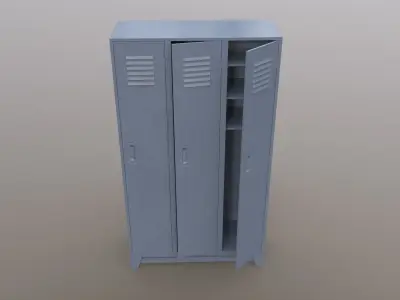 PBR School Gym Locker 08 - Grey Low-poly 3D model