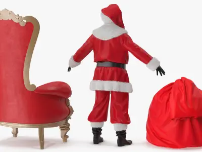  Santa Claus with a Bag and a Throne Chair 