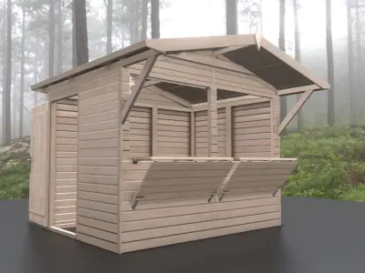 Wooden Market Stall -Version 1- Low-poly 3D model
