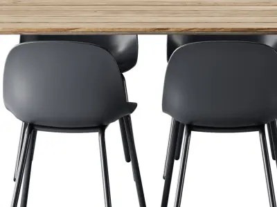 Fiber Outdoor Chair and 70 70 Table by Muuto 3D model