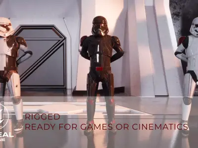 Storm Trooper rigged PBR game character Low-poly 3D model