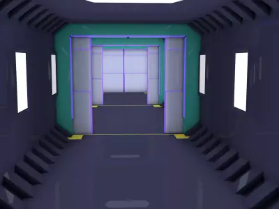 sci fi corridor 3D model 19