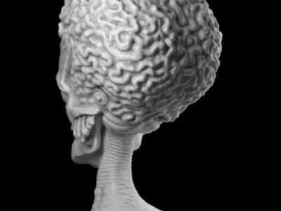 Martian 3D print model alien head 3D print model