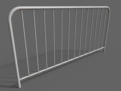 PBR Pedestrian Guard Rail White V1 Low-poly 3D model