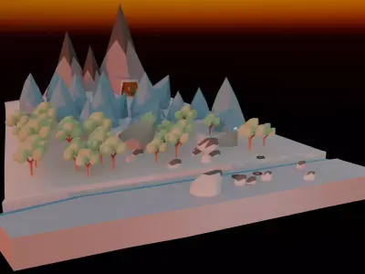 Ice world low poly Game ready Low-poly 3D model