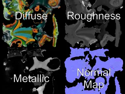 Futuristic Alien Creature Model Pack Low-poly 3D model