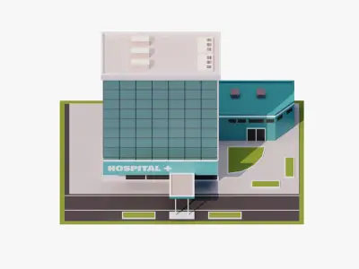 Hospital Building Low-poly 3D model