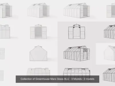 Collection of Greenhouse Mars Glass ALU - 3 Models 3D Model Pack