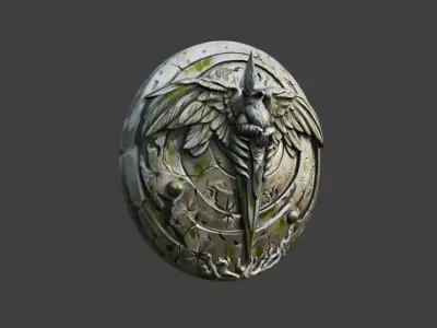 Celestial Winged Emblem Low-poly 3D model