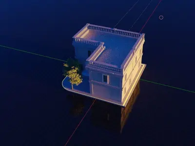 Building house floating in water Free 3D model
