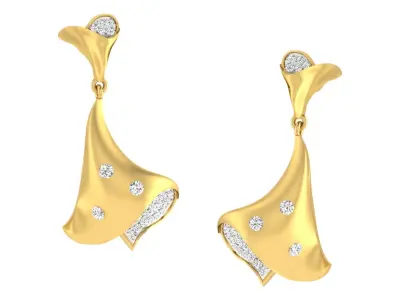 Light Weight Gold Diamond Earring  -earr1 3D print model