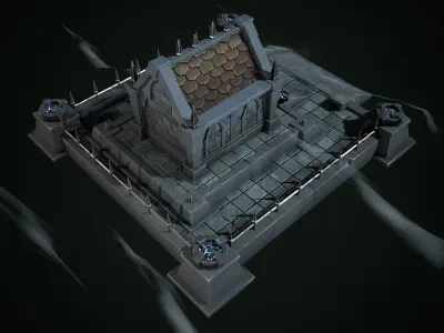 Stylized crypt Low-poly 3D model