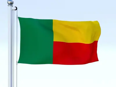 Animated Benin Flag Low-poly 3D model