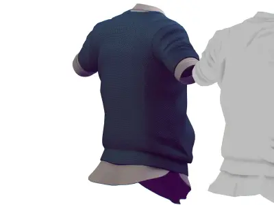 Cartoon High Poly Subdivision Blue Sweater Shirt 3D Model Low-poly 3D model