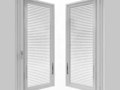 Shutters 6 open window with slats 3D model
