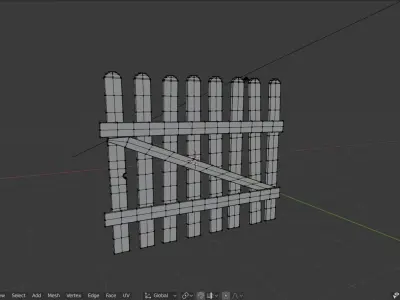 fence wooden picket Low-poly 3D model