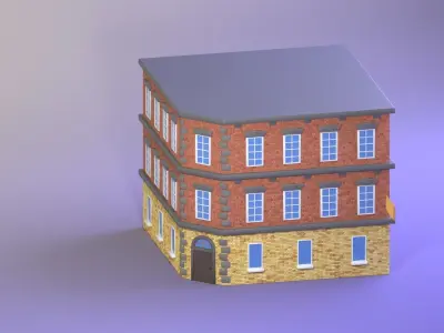 Low poly building 3d model pack  Low-poly 3D model