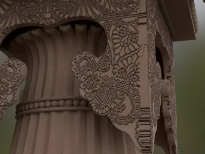 Ancient Indian Temple Pillar - Ayodhya Inspired - PBR Game Ready 3D model