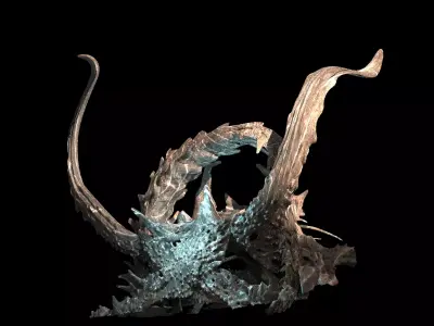 Dark Alien Dragon God Bone In space 5 3D model