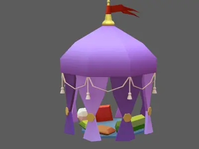 Stylized Cartoon Beach Tents set Low-poly 3D model