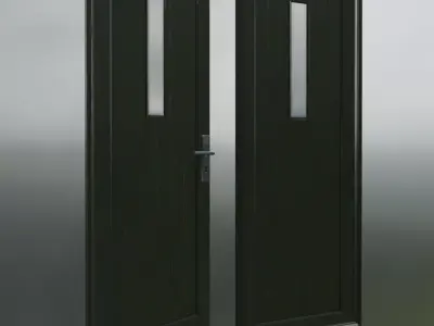 Double old wooden door Low-poly 3D model