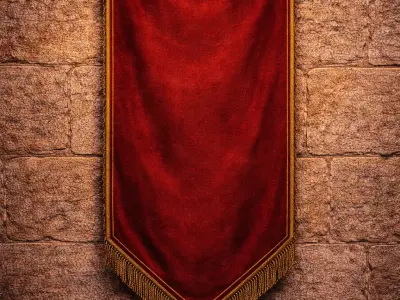 Medieval Wall Banner Cloth - PBR Decorative Hanging Flag Low-poly 3D model
