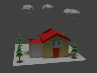 simple house Low-poly 3D model