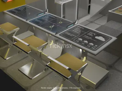 futuristic mini restaurants furniture pack Free 3D model