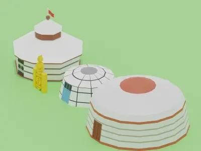 Cartoon Mongolian Yurt Colletcion 3D model