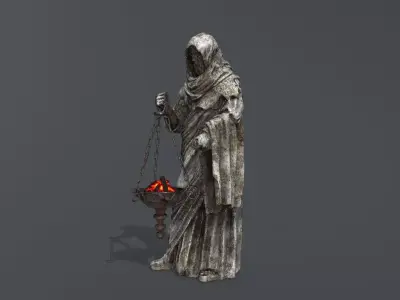 Old Statue 5 Low-poly 3D model