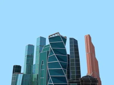 Cartoon Low Poly Moscow City  Low-poly 3D model