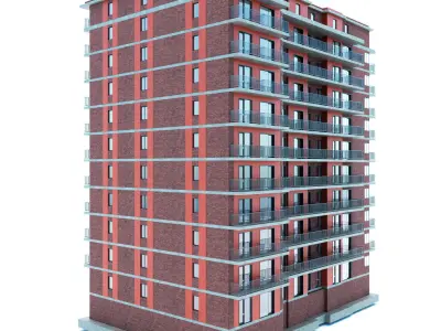 High Poly Building Set brick apartment 3D model