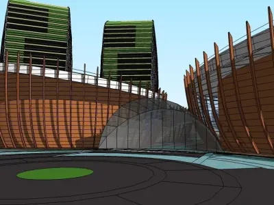 iconic buildings layout  Low-poly 3D model